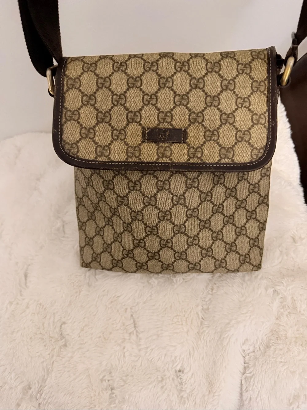 Gucci Beige and Brown Monogram Crossbody Bag